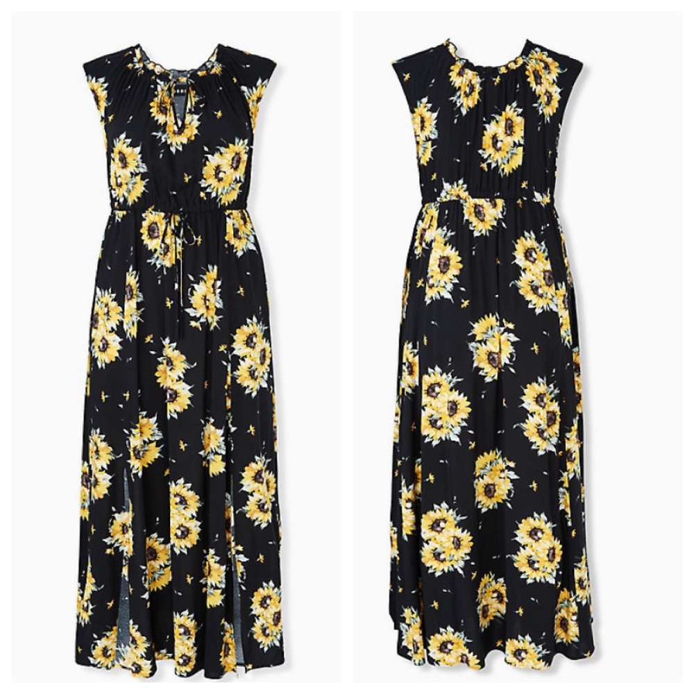 3X New Torrid Sunflower Maxi Challis Dress